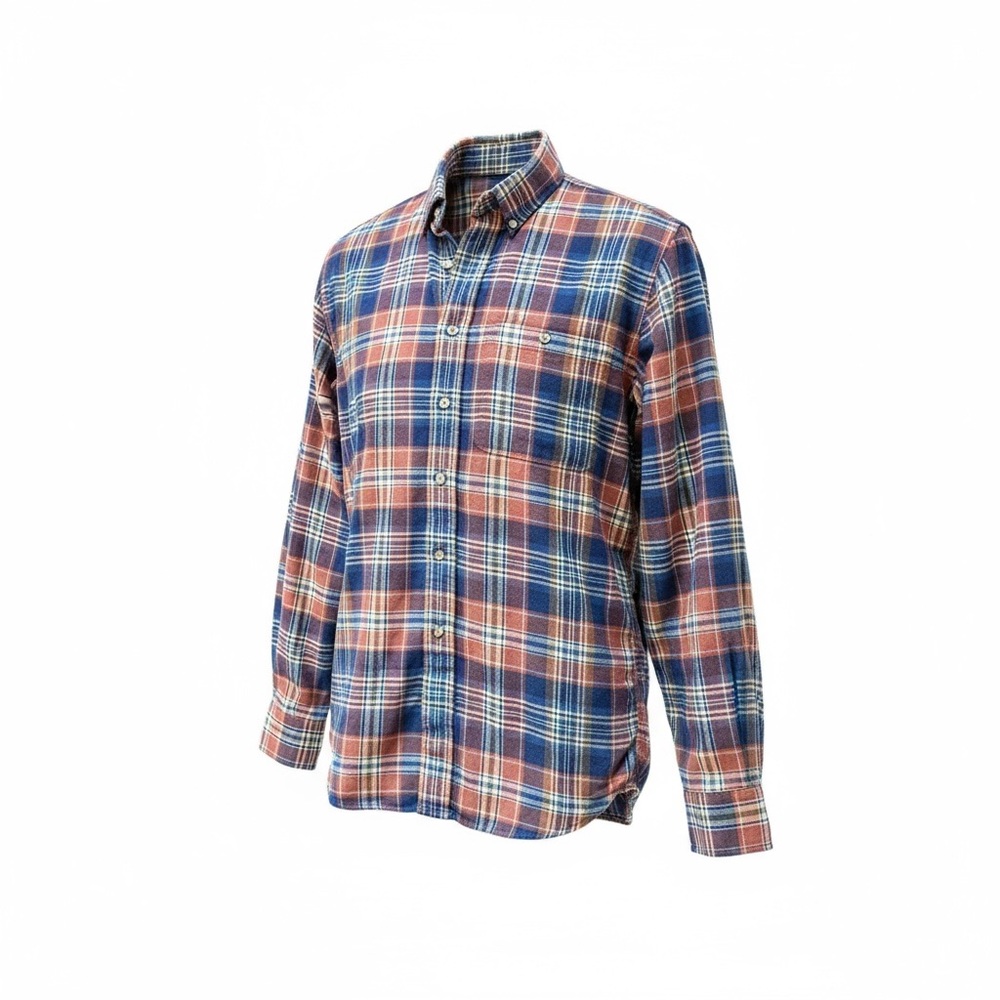 Weekends Only Men's Plaid Button-Down Shirt - Orange, Navy Cream Size Small